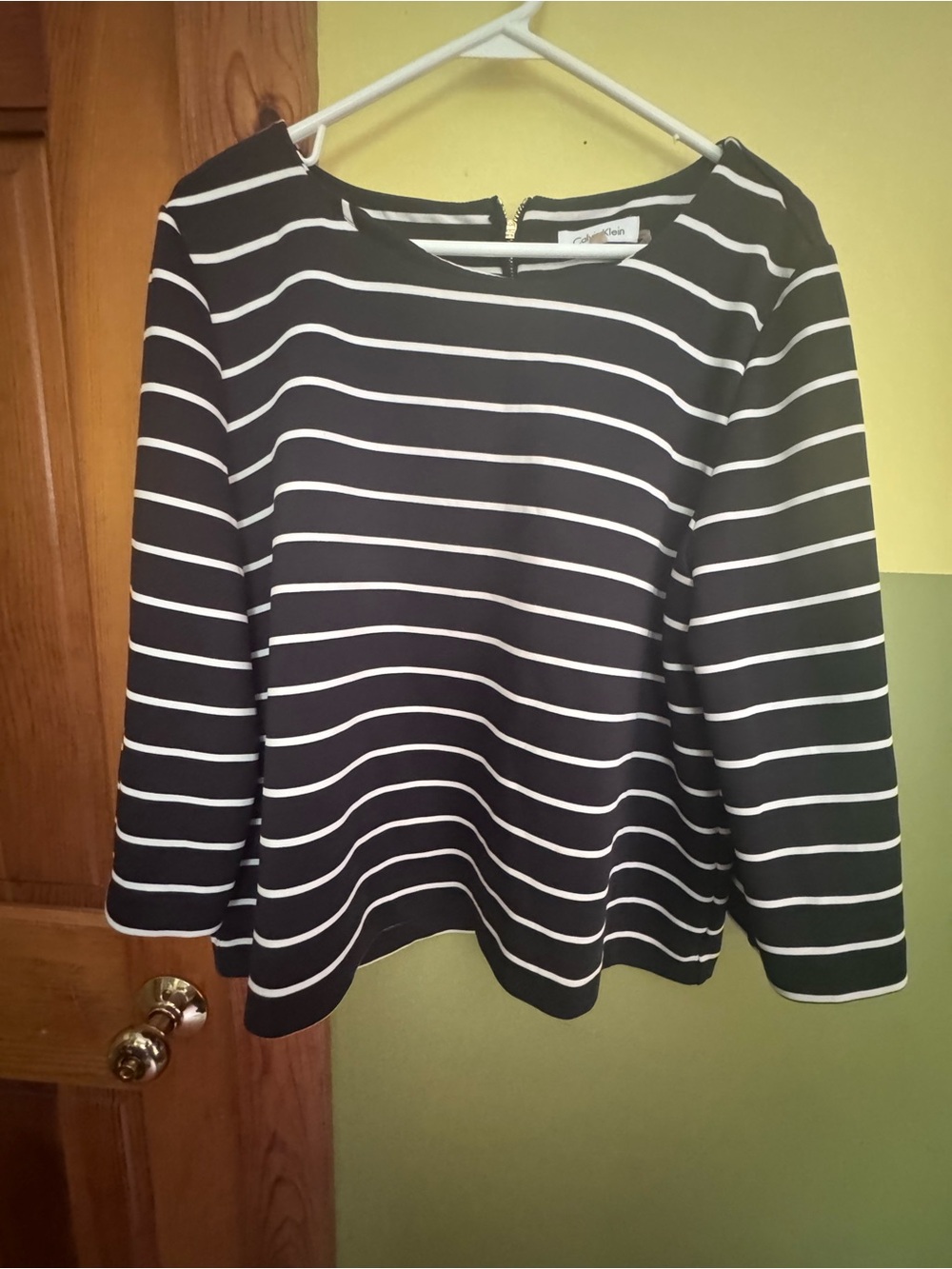Calvin Klein Black and White Striped Long Sleeve Top